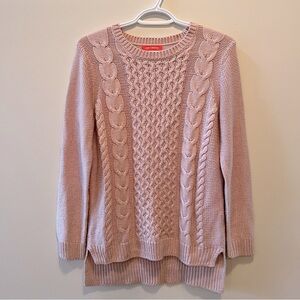 Joe Fresh Pink Cable Knit Crew Neck Sweater